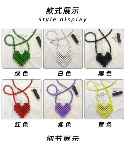 Mini Heart Beaded Crossbody Bag