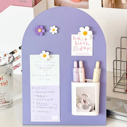 Desktop Magnetic Message Board with Storage Shelf