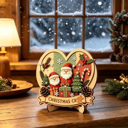 Wooden Christmas Tabletop Ornament with Stand
