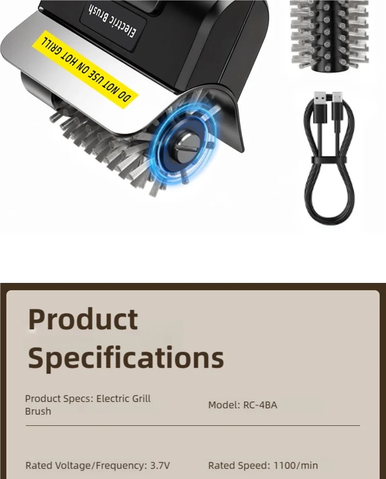 Rechargeable Electric BBQ Grill Cleaning Brush