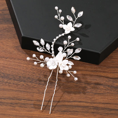 Pearl Rhinestone Flower Hair Pins