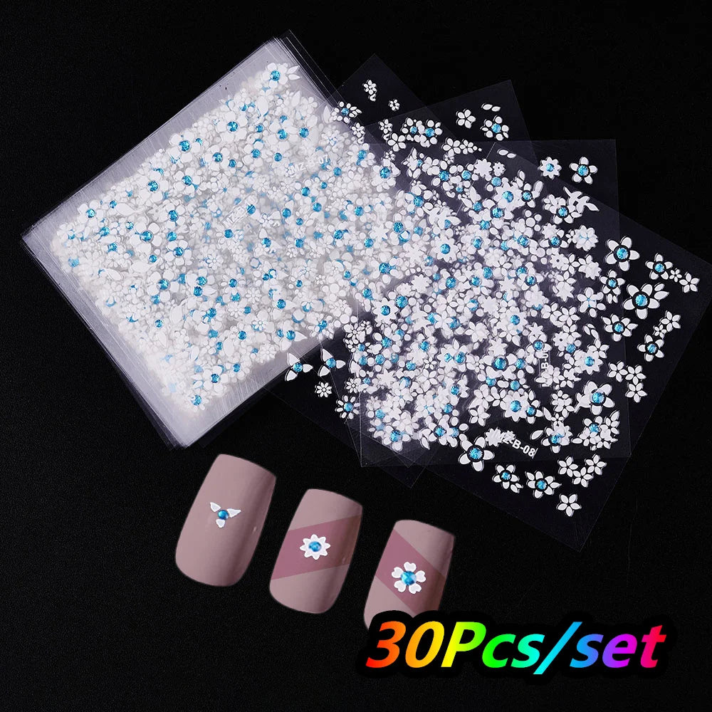 3D Glitter Flower Nail Stickers