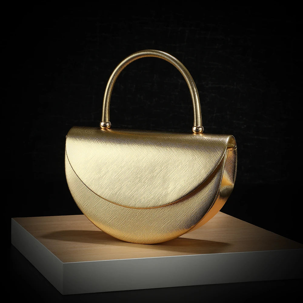 Half Moon Handbag – Shiny Evening Chain Shoulder Bag
