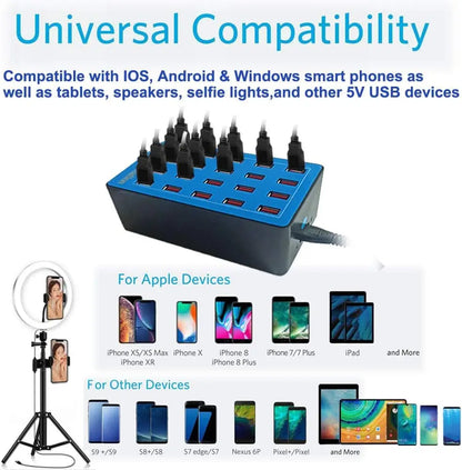 20-Port 100W USB Charging Statio