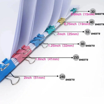 Colourful Mini Binder Clips – 40 Pack Metal Paper Clamps