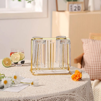 Metal Cup Drying & Drain Rack with Tray