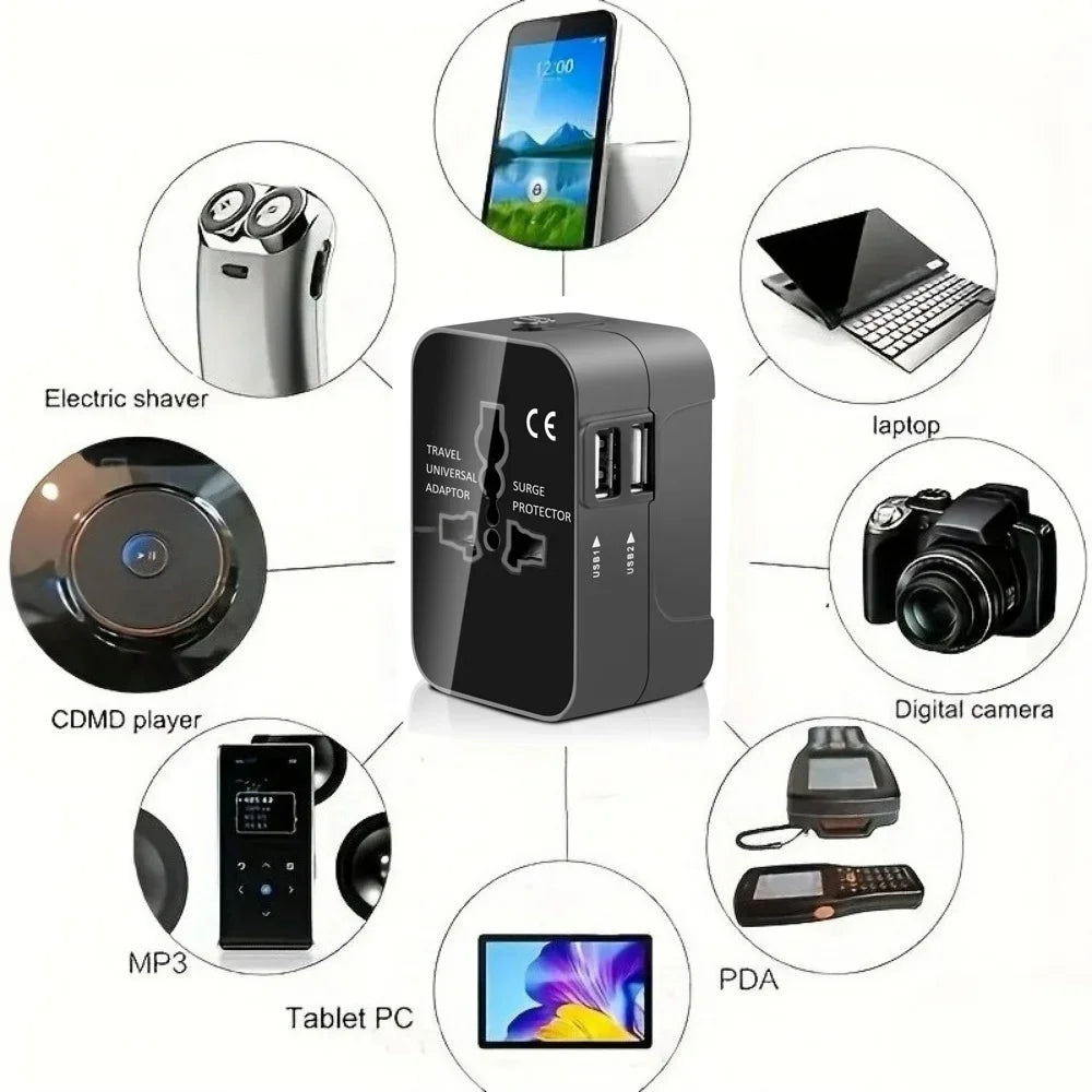 Universal Travel Adapter with Dual USB Charging