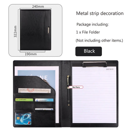 A4 Leather Business Padfolio Clipboard Folder