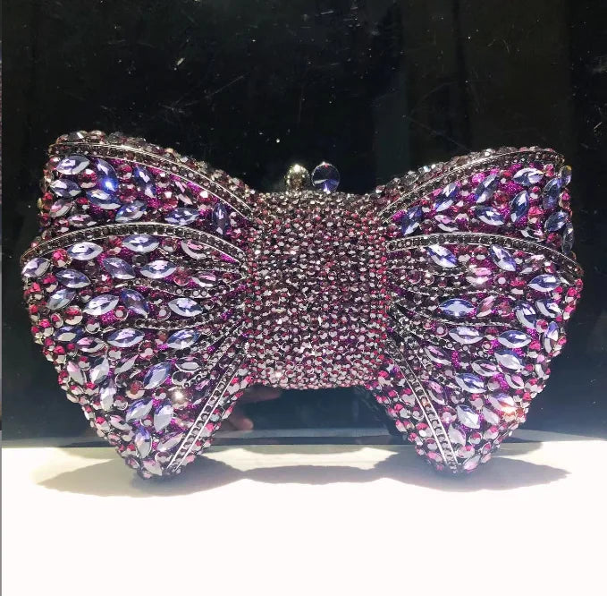 Rhinestone Bow Evening Clutch