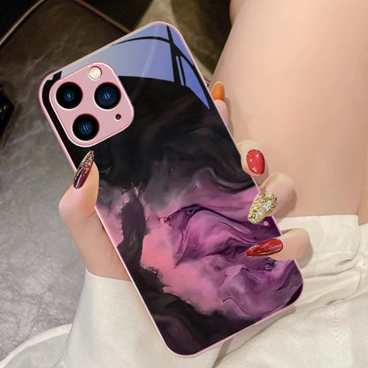 Tempered Glass Marble Effect iPhone Case