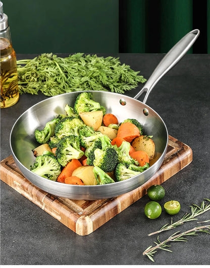Uncoated Stainless Steel Chef’s Frying Pan – 28cm