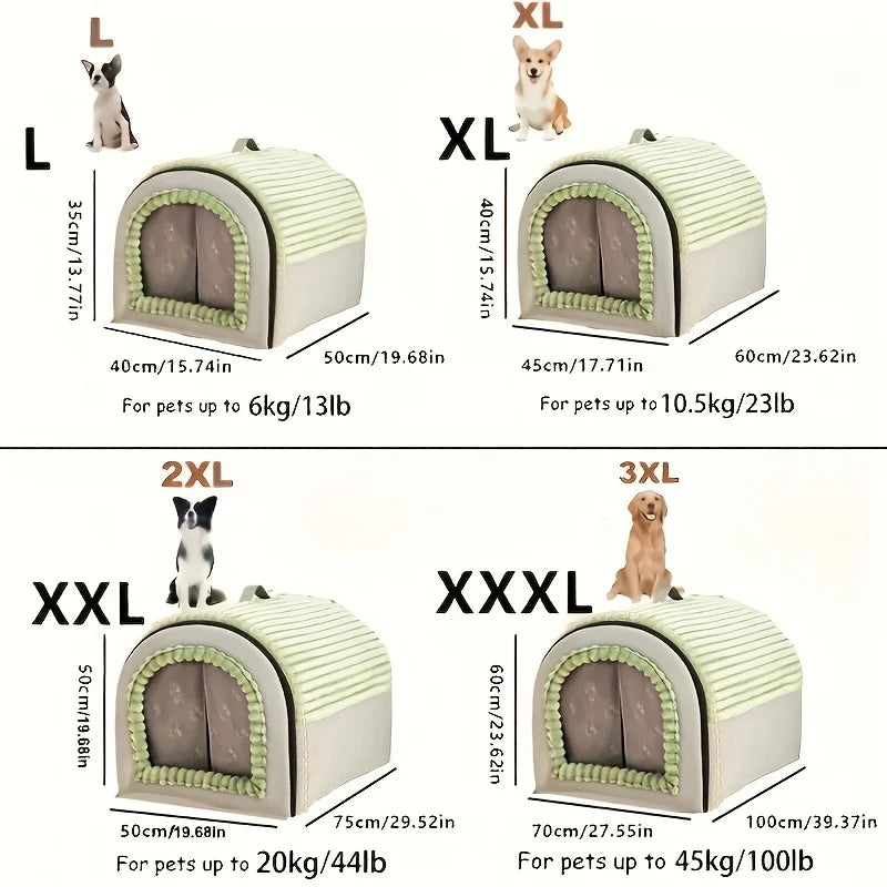 Enclosed Pet House with Door Curtain