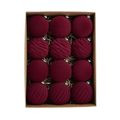 12-Piece Velvet Christmas Bauble Set