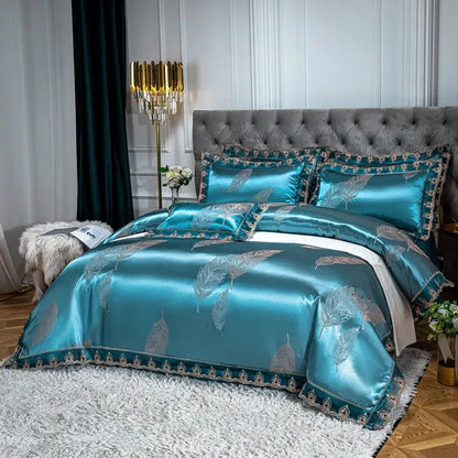 Jacquard Satin Soft Duvet Cover Set
