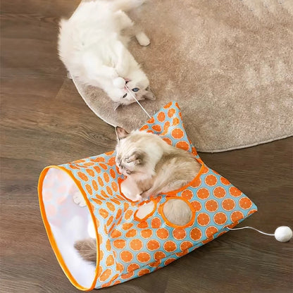 Collapsible Cat Tunnel Toy with Rattle & Teaser