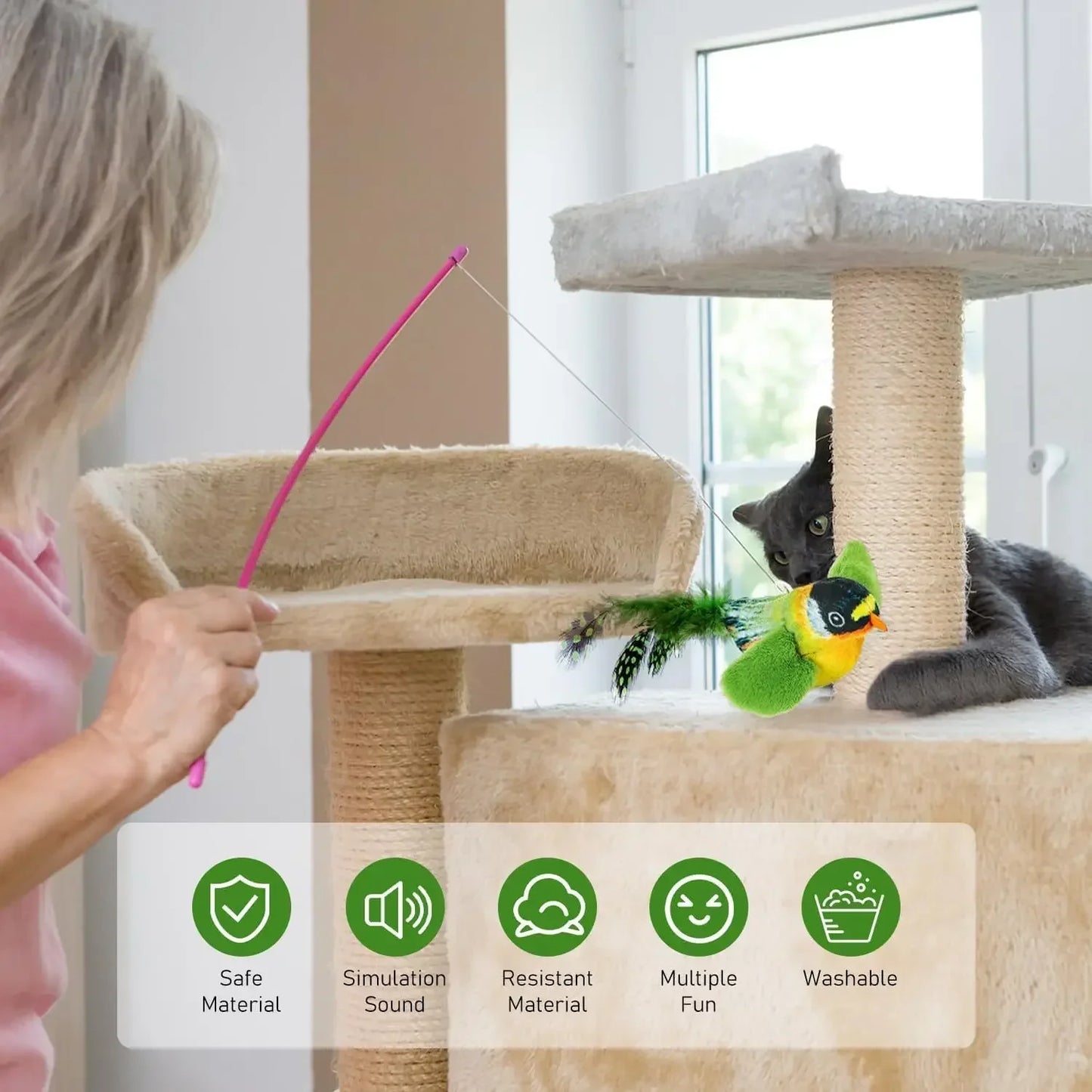 Interactive Chirping Bird Cat Toy