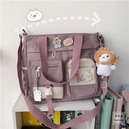Waterproof Canvas Crossbody Tote Bag