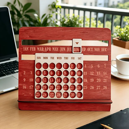 Wooden Perpetual Calendar Desk Organizer