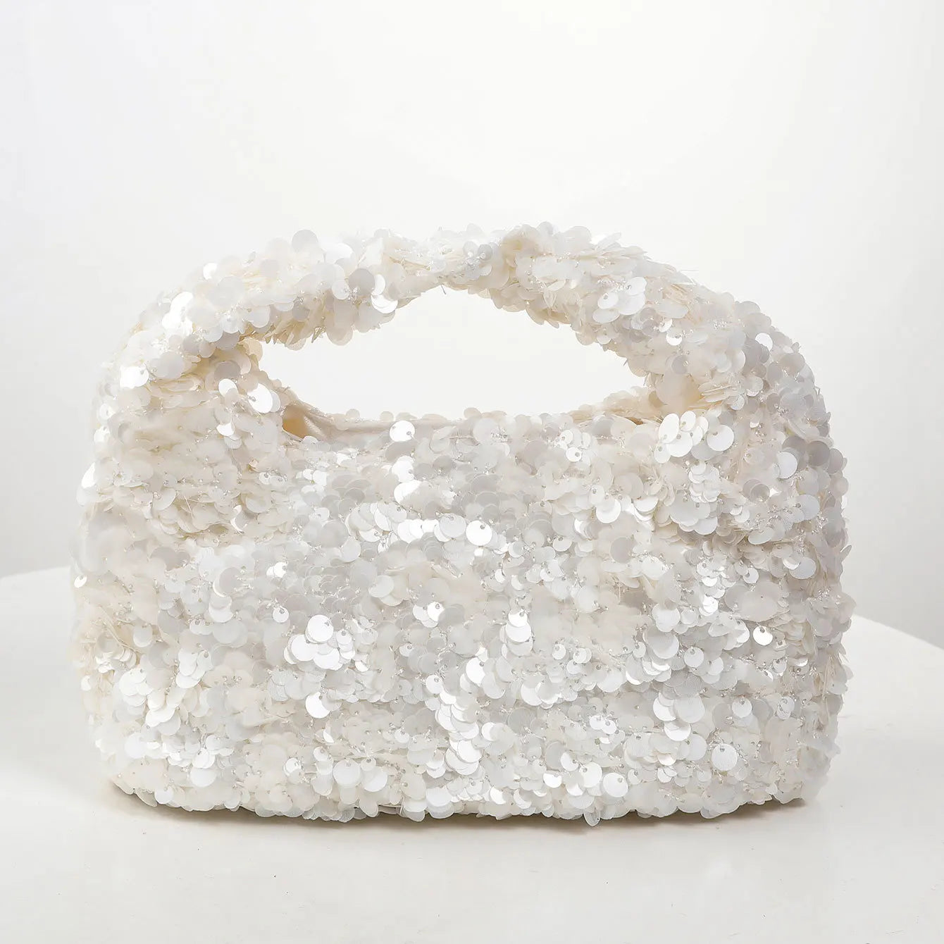 White Sequin Hobo Bag – Elegant Evening Clutch Purse