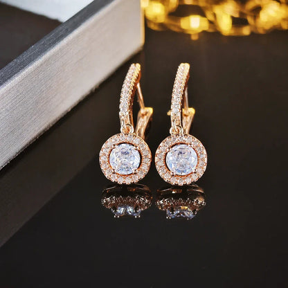 Halo Cubic Zirconia Drop Earrings