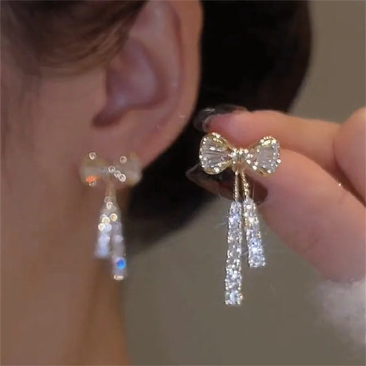 Bow Crystal Zircon Earrings