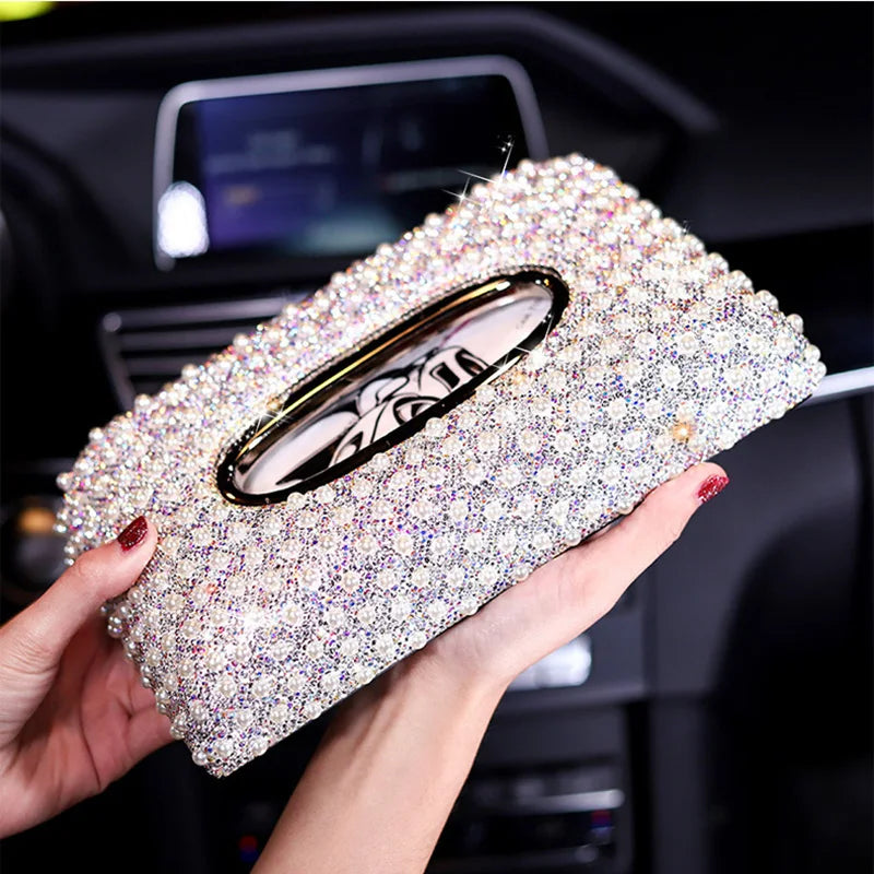 Luxury Pearl Diamond Tissue Box Holder