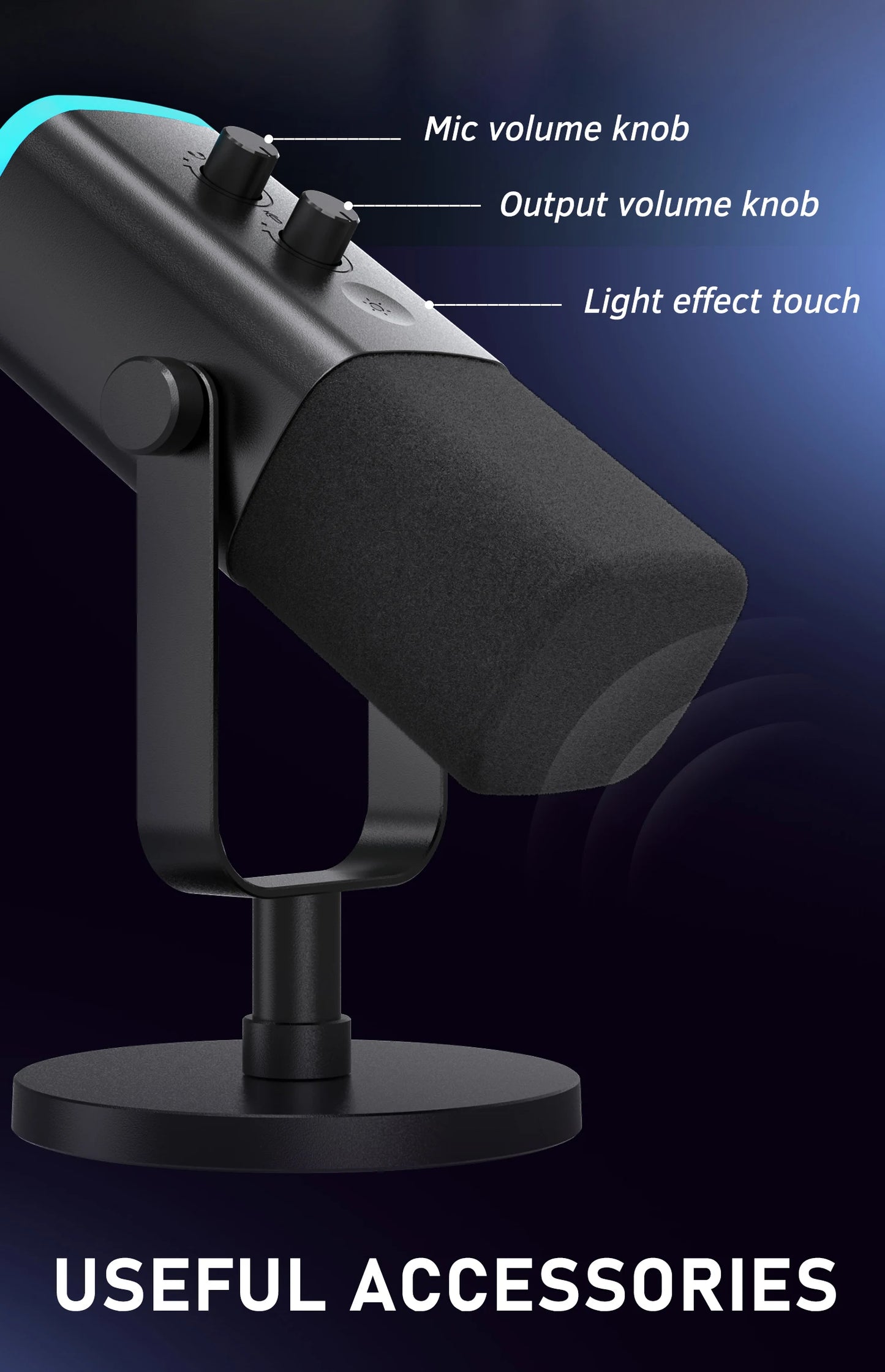 Professional USB & XLR Dynamic Streaming Microphone with RGB Lighting