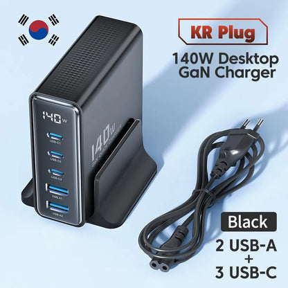 140W GaN Desktop USB Charger 5-Port