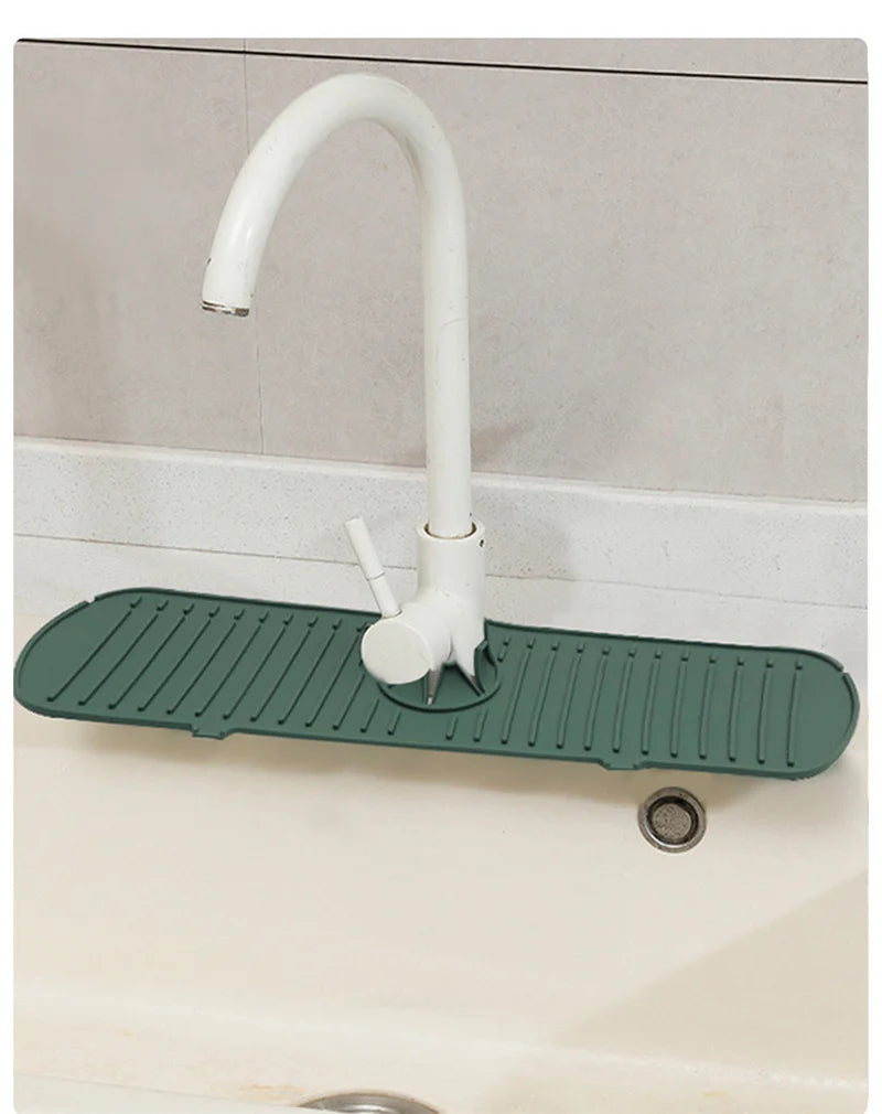 Silicone Faucet Splash Guard & Drain Mat for Kitchen & Bathroom Sinks