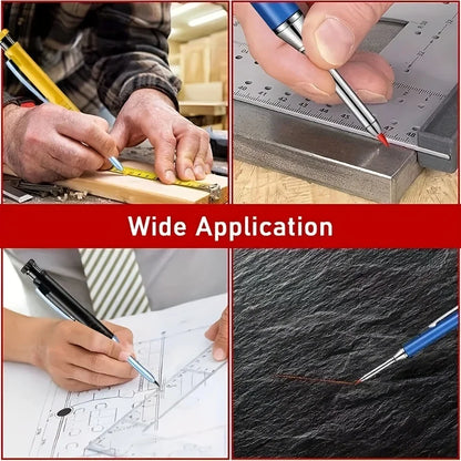 Deep Hole Carpenter Mechanical Pencil Set with 16 Refills