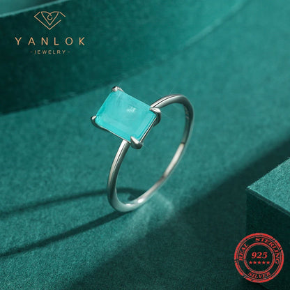 Yanlok Luxury Paraiba Tourmaline 925 Sterling Silver Ring