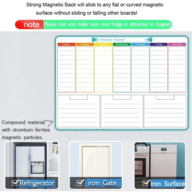 A3 Magnetic Weekly & Monthly Planner Whiteboard for Fridge