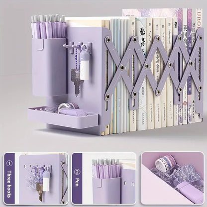 Expandable Desk Organizer with Bookends & Pen Holder