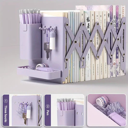 Expandable Desk Organizer with Bookends & Pen Holder
