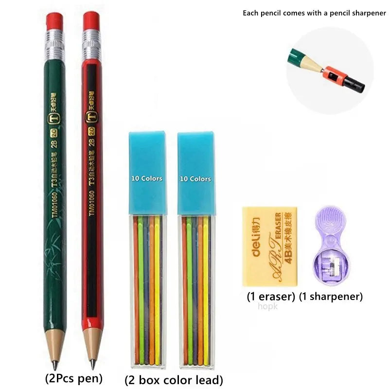 2.0mm Mechanical Pencil Set with 2B Leads & Sharpener
