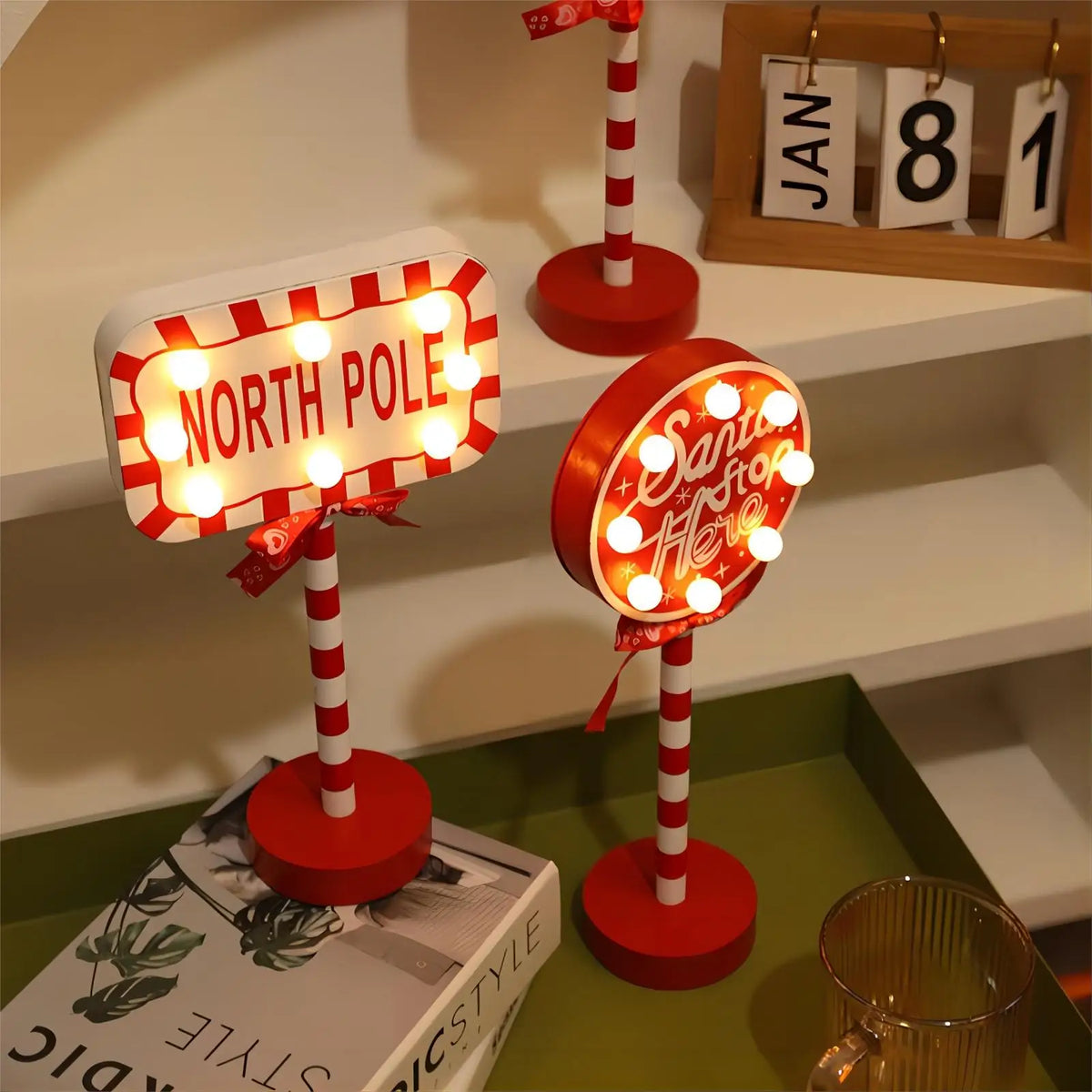 LED Santa Stop Here Christmas Sign