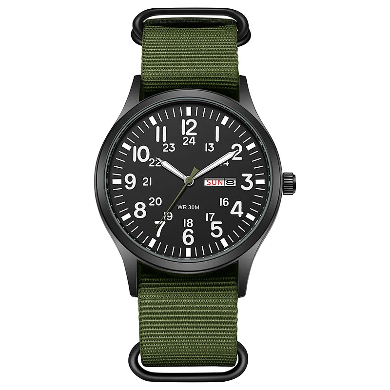 Men's Field Watch Nylon Strap Quartz Military Watch