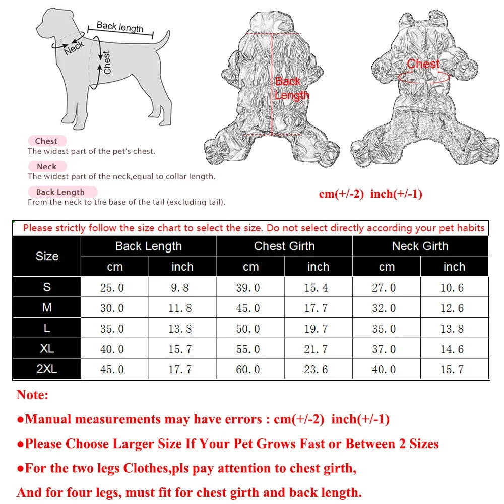 Winter Waterproof Dog Jumpsuit with Warm Fleece Lining