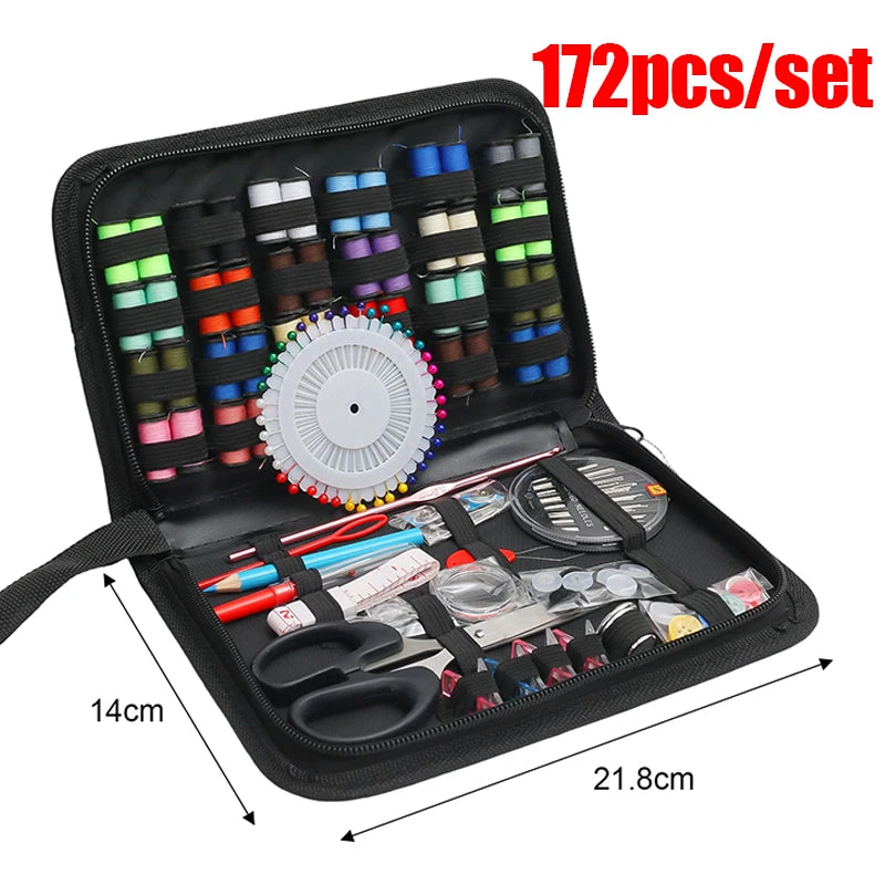 Portable Sewing Kit with Threads & Tools