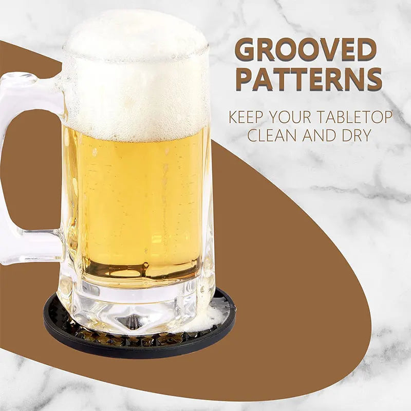 Set of 6 Silicone Drink Coasters with Holder