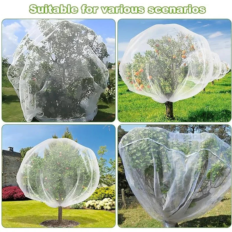 Garden Plant Protection Net Cover with Zipper & Drawstring