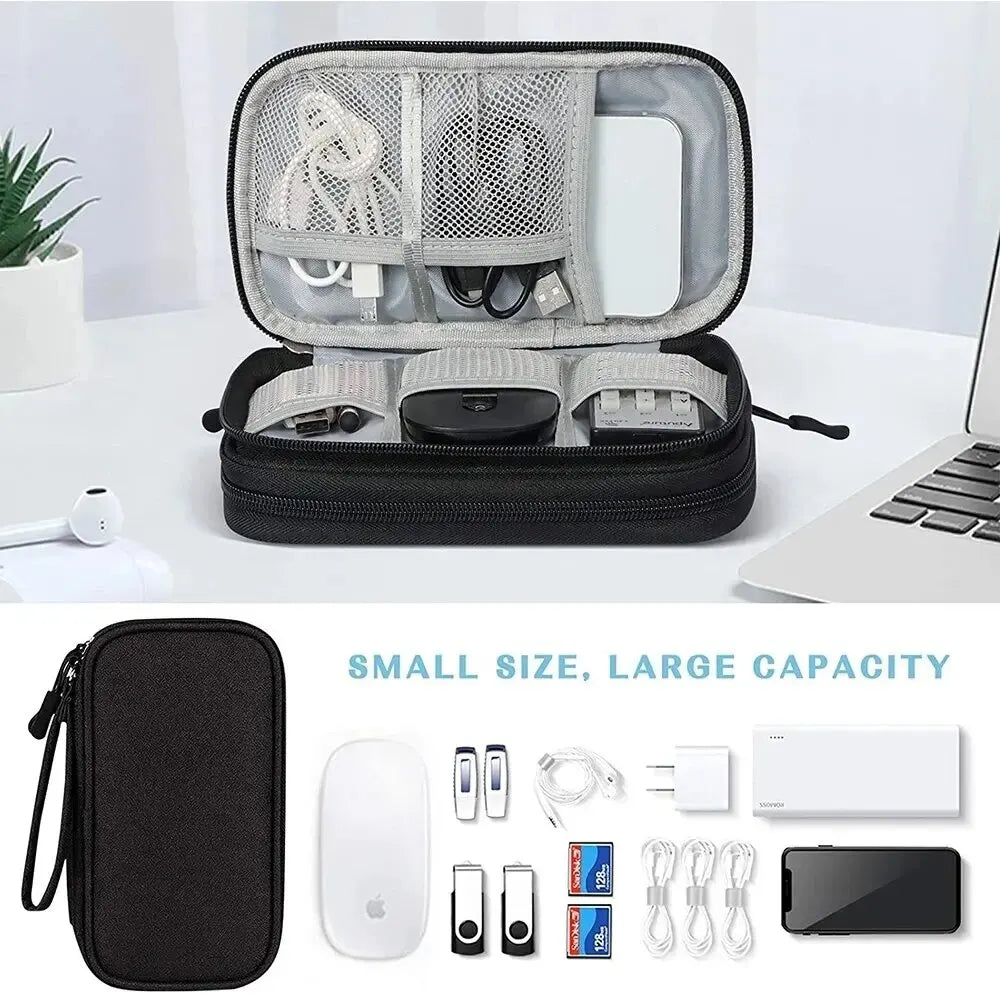 Double-Layer Cable & Electronics Organizer Bag