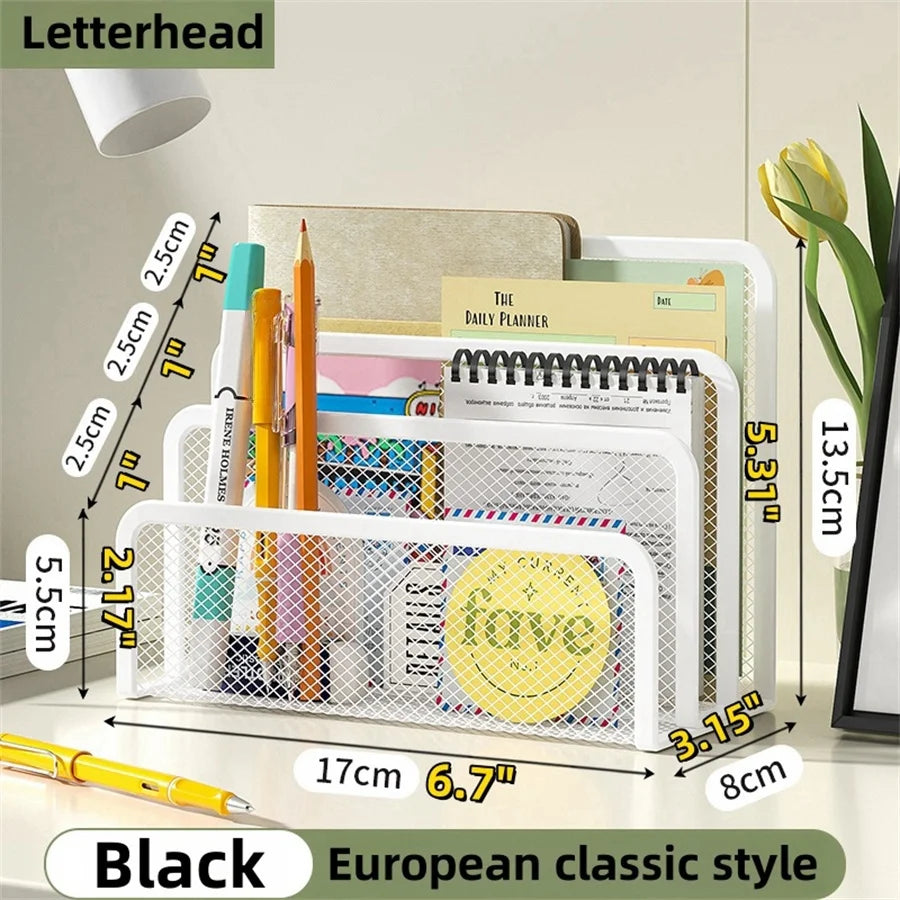Metal Mesh Desk Mail Organizer File Holder
