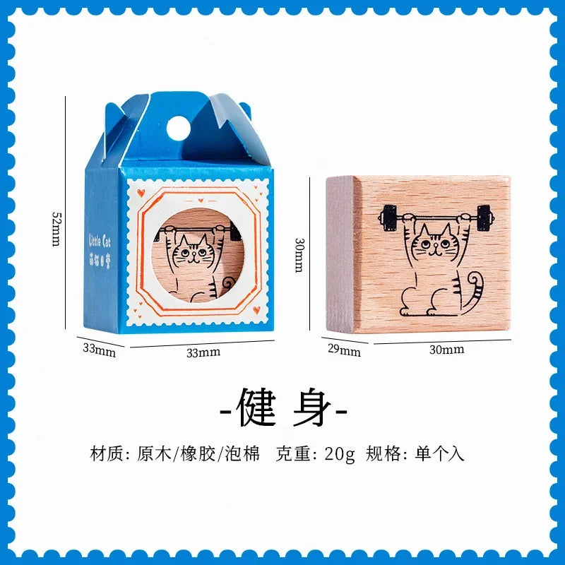 Cute Cat Wooden Decorative Stamp