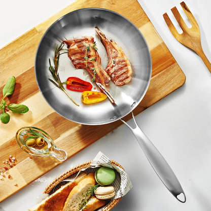 Uncoated Stainless Steel Chef’s Frying Pan – 28cm