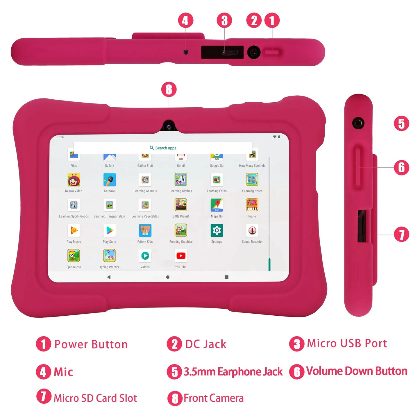 7-Inch Android Kids Tablet with Protective Case & Parental Controls