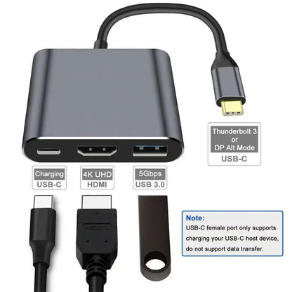 3-in-1 USB-C Hub with 4K HDMI, USB 3.0 & 100W PD Charging