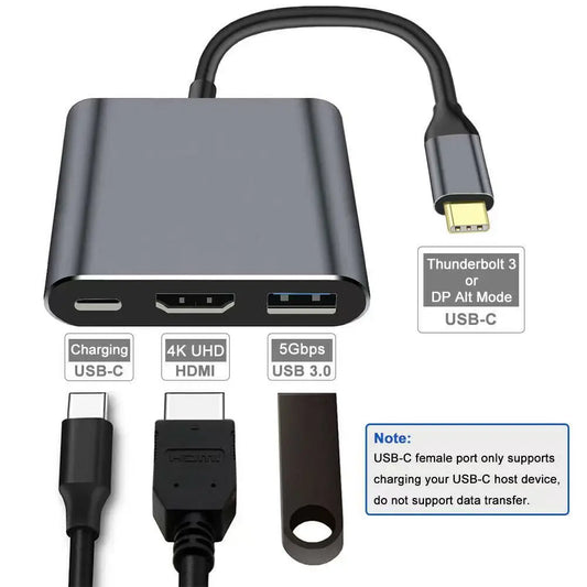 3-in-1 USB-C Hub with 4K HDMI, USB 3.0 & 100W PD Charging
