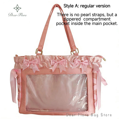 Y2K Bow Satin Crossbody Tote Bag