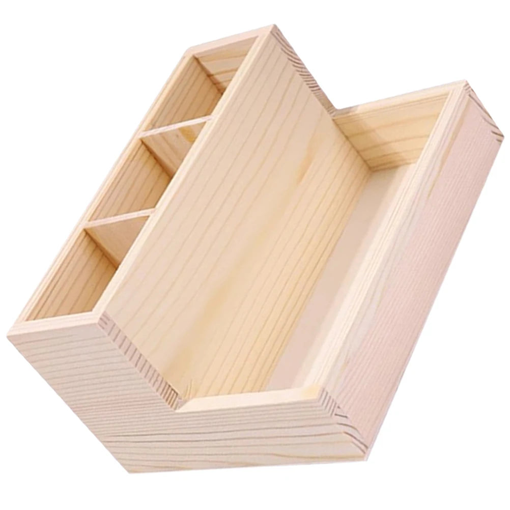 Wooden Multi-Compartment Makeup Organizer Box